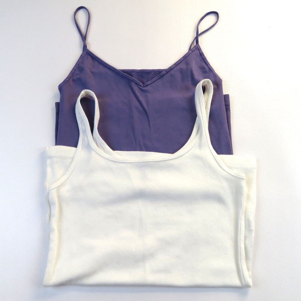 Lot of 2 camisoles tank tops SHIMERA and OLD NAVY white and purple Size S